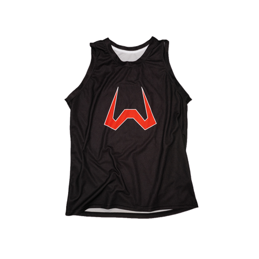 Runescape Zamorak-themed custom basketball jersey, front view