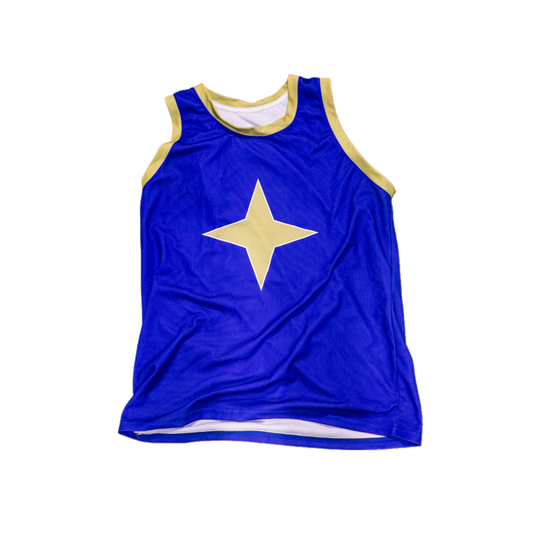 Runescape Saradomin-themed custom basketball jersey, front view